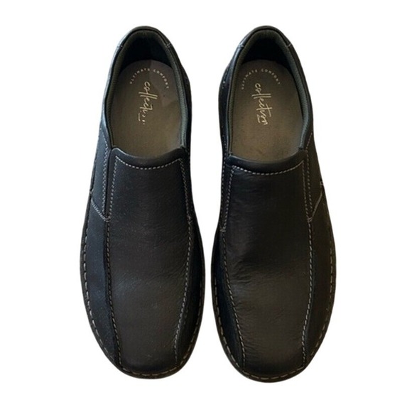 Clarks Vanek Step Loafer Black Oily Leather Men's Size 11 - Picture 2 of 10